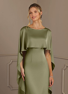 Azazie Eli Mother of the Bride Dresses Pistachio Sheath Boatneck Stretch Satin Dress image5