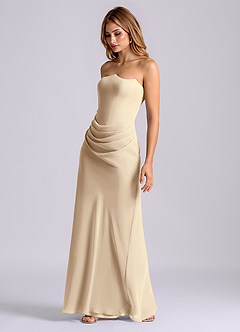 Azazie Debby Bridesmaid Dresses Champagne Mermaid Strapless Chiffon Dress image3