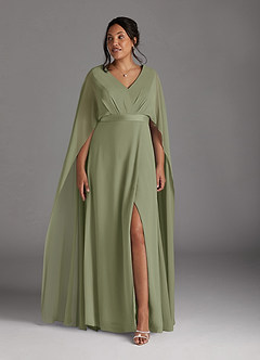 Azazie Isa Mother of the Bride Dresses Pistachio A-Line V-Neck Pleated Chiffon Dress image9