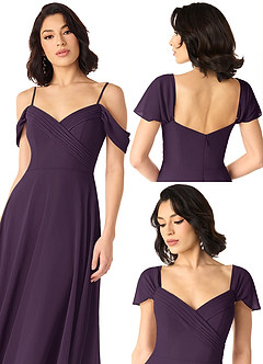 Azazie Tancie Bridesmaid Dresses Plum A-Line Off the Shoulder Chiffon Convertible Dress image6