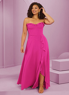 Barbie ♥ Azazie Robes de demoiselle d'honneur Robe Trapèze en Mousseline de soie Encolure en Forme de Cœur Barbie Rose image8