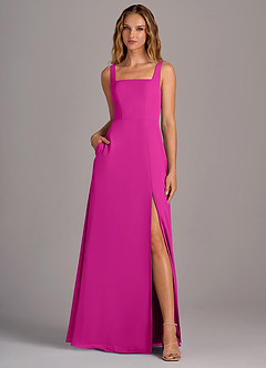 Azazie Debra Bridesmaid Dresses Fuchsia A-Line with Pockets Chiffon Convertible Dress image5