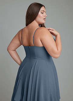 Azazie Zaina Abiti da Damigella Abito A-Line in Chiffon Blu Nettuno image13
