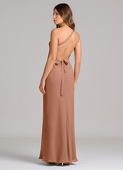 Azazie Monroe 신부 들러리 드레스 쉬스 한쪽 어깨 쉬폰 바닥 길이 드레스 image2