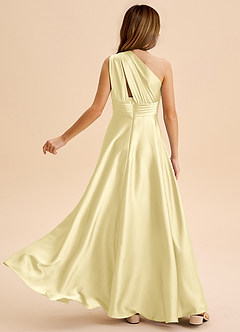 Azazie Charlize Junior Abito A-Line in Raso Elasticizzato Plissettato Sorbetto Al Limone image2