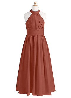 Azazie Iman Junior Auburn A-Line Pleated Chiffon Dress image6