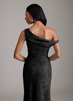 Azazie Emerson Probar vestidos en casa Vestido de Negro de Devorado Floral de Corte Sirena con Vestidos sin tirantes image7