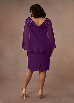 Azazie Carmela Mother of the Bride Dresses Grape Sheath Lace Chiffon Dress image4