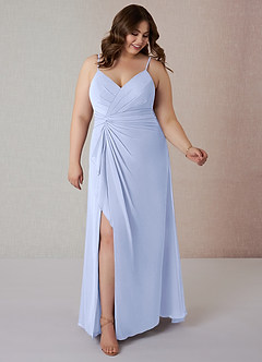 Azazie Emerald Final Sale Ice A-Line Ruffled Chiffon Dress image9