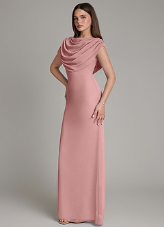 Azazie Hadley Bridesmaid Dresses Dusty Rose Mermaid Pleated Chiffon Dress image9