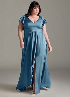 Azazie Omari Bridesmaid Dresses Bermuda A-Line Stretch Satin Dress image8