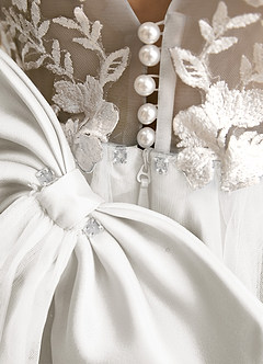 Azazie Mixie vestidos de niña de las flores Vestido de Marfil de Encaje de Corte Princesa image8