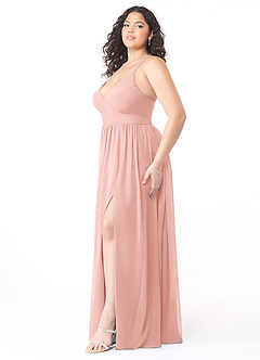 Azazie Aaida At-home Try On Dresses Dusty Blue A-Line Corset Chiffon Dress image9