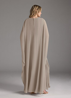 Azazie Drew Mother of the Bride Dresses Taupe A-Line Pleated Chiffon Dress image5