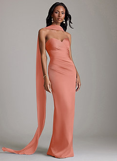 Azazie Sonora Brudtärnklänningar Klä av Tubklänning i Stretch Satin Axelbandslös Laxrosa image9