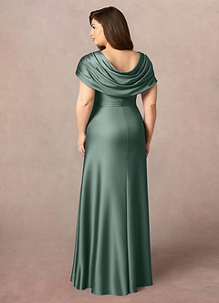 Azazie Branford Mother of the Bride Dresses Sea Moss A-Line Pleated Stretch Satin Dress image10