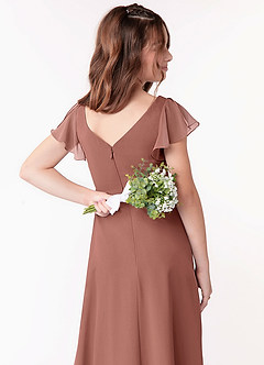 Azazie Omari Junior Cedar Rose A-Line Ruched Chiffon Dress image3