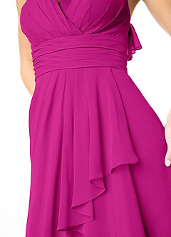 Azazie Aviv Robes de demoiselle d'honneur Robe Trapèze en Mousseline de soie Plissée Fuchsia image4