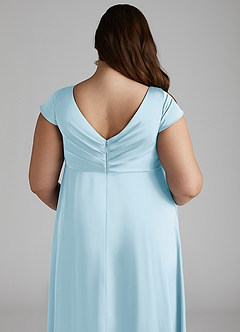 Azazie Allessia Maternity Bridesmaid Dresses A-Line Pleated Stretch Satin Floor-Length Dress image12