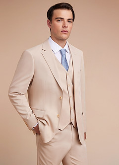 front Carter Tan Cotton Linen Blend Suit Jacket