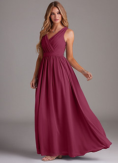 Azazie Kingsley Bridesmaid Dresses Mulberry A-Line Lace Chiffon Dress image4