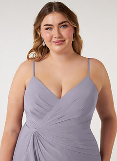 Azazie Emerald Bridesmaid Dresses Fog A-Line Ruffled Chiffon Dress image20