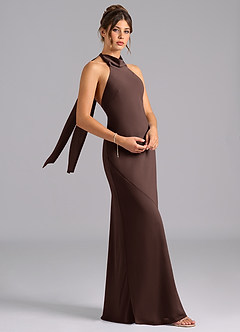 Azazie Velli Bridesmaid Dresses Ganache Mermaid High Neck Chiffon Dress image3
