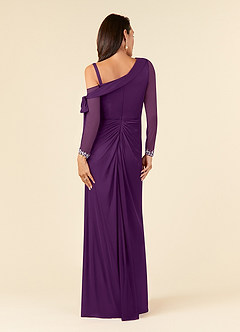 Azazie Marna Mother of the Bride Dresses Grape Sheath One Shoulder Mesh Dress image2