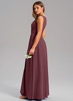 Azazie Phaedra Bridesmaid Dresses Sangria A-Line One Shoulder Chiffon Dress image6