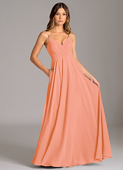 Azazie Amani Bridesmaid Dresses Sunset A-Line Pleated Chiffon Dress image6
