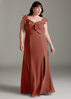 Azazie Sophie Bridesmaid Dresses Auburn A-Line Off the Shoulder Chiffon Convertible Dress image9