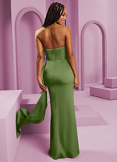 Barbie ♥ Azazie Robes de demoiselle d'honneur Robe Fourreau Convertible en Satin extensible Sans bretelle Genévrier image2