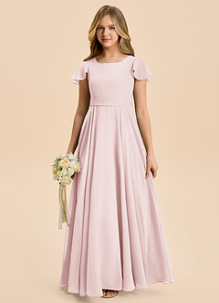 Azazie Cady Junior A-Linie Plissee Chiffon Kleid Zartrosa image1