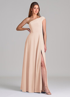 Azazie Melanie Final Sale Dusty Blue A-Line Off the Shoulder Chiffon Dress image4