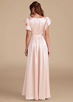 Azazie Daphne Modest Bridesmaid Dresses A-Line Ruched Metallic Satin Floor-Length Dress image2