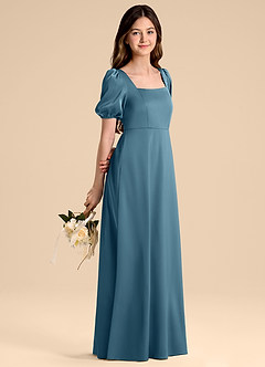 Azazie Briar Junior Bermuda A-Line Bow Stretch Satin Dress image6