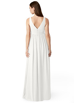 Azazie Yetta Maternity Bridesmaid Dresses A-Line V-Neck Gathered Chiffon Floor-Length Dress image8
