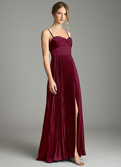 Azazie Akiko Bridesmaid Dresses Mulberry A-Line Sweetheart Neckline Stretch Satin Dress image5
