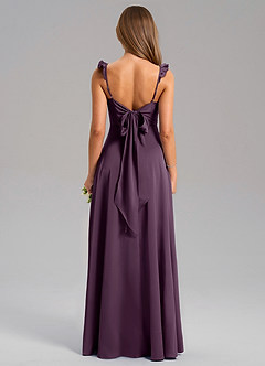 Azazie Everett Bridesmaid Dresses Plum A-Line Stretch Satin Dress image2