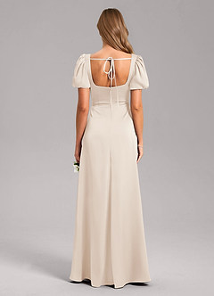 Azazie Fyona Bridesmaid Dresses White Alabaster A-Line Pleated Stretch Satin Dress image2