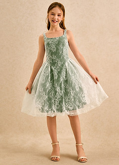 Azazie Cubbie Girls Formal vestidos de niña de las flores Vestido de Oliva de Encaje de Corte en A image4
