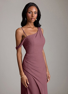 Azazie Madelyn Bridesmaid Dresses Sangria Mermaid One Shoulder Chiffon Convertible Dress image3