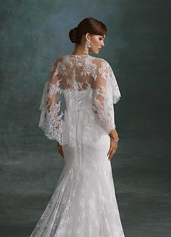 Azazie Dawna Vestidos de novia Vestido Diamante Blanco de Encaje de Corte Sirena con Palabra de honor image5
