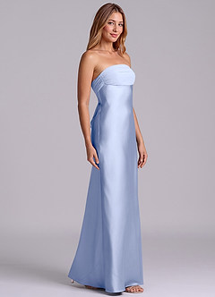 Azazie Ailanie 신부 들러리 드레스 쉬스 스트랩리스 스트레치 새틴 바닥 길이 드레스 image4