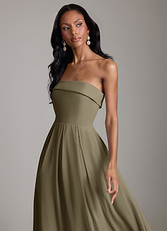Azazie Lucienne Bridesmaid Dresses Willow Green A-Line Strapless Chiffon Convertible Dress image4