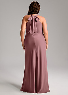 Azazie Doretta Bridesmaid Dresses Vintage Mauve Mermaid Pleated Stretch Satin Dress image10