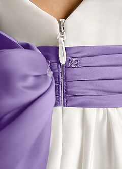 Azazie Sosie vestidos de niña de las flores Vestido de Marfil Tahití de Satin Mate de Corte En A con Plisado image6