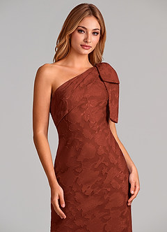 Azazie Yuanna Final Sale Terracotta Mermaid One Shoulder Floral Burnout Dress image7