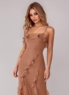 Azazie Malia Bridesmaid Dresses Bronzer Sheath Ruched Chiffon Dress image2