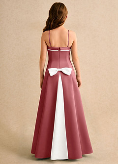 Azazie Izel Girls Formal Flower Girl Dresses Ivory Antique Rose A-Line Pleated Matte Satin Dress image7
